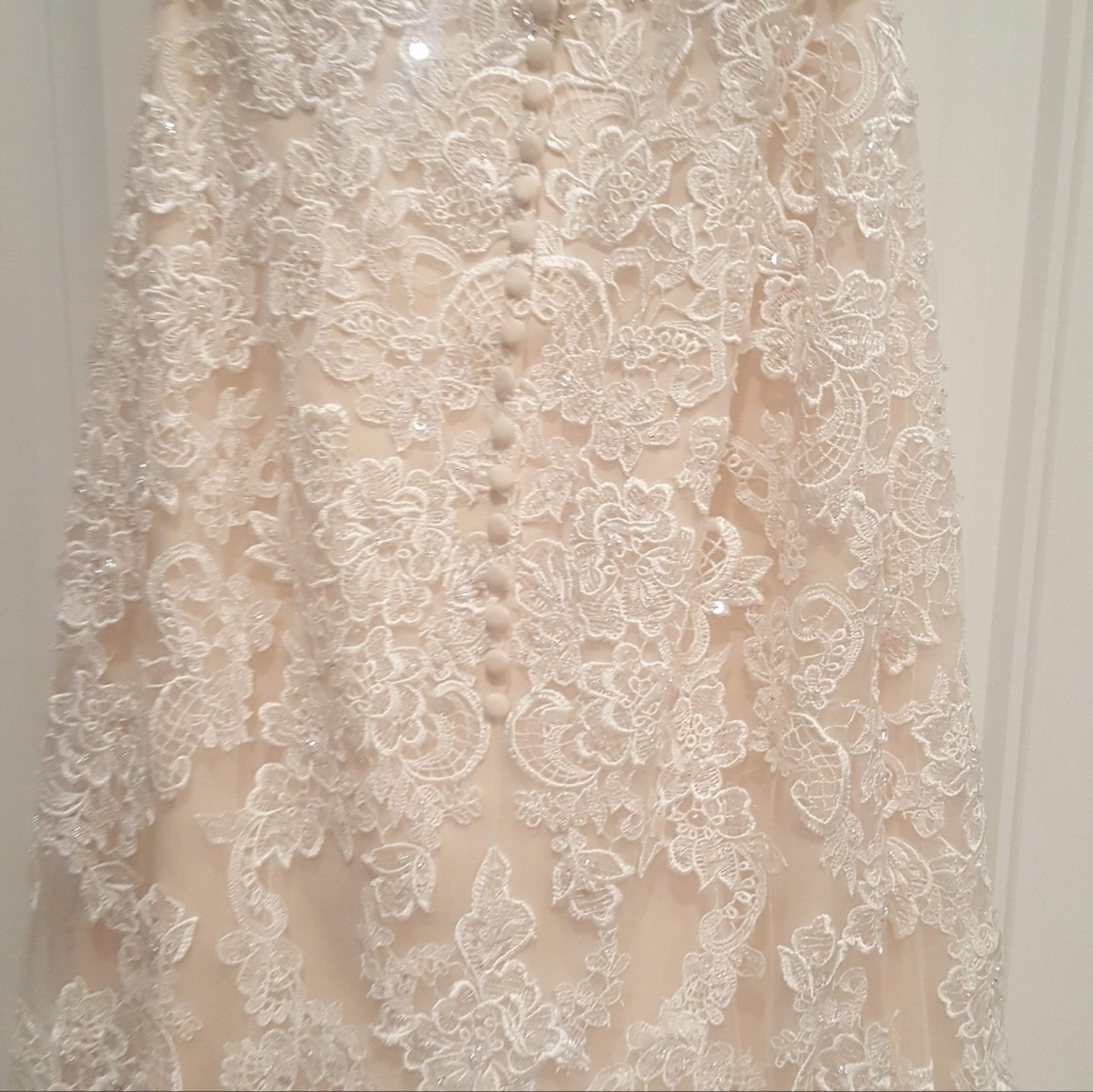 Elegant Ivory Lace Wedding Dress - Picture 9 of 12